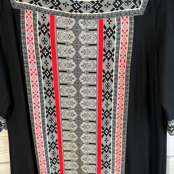 Studio One New York Black Kimono Paisley Print Shift Dress Size Large - Picture 3 of 7
